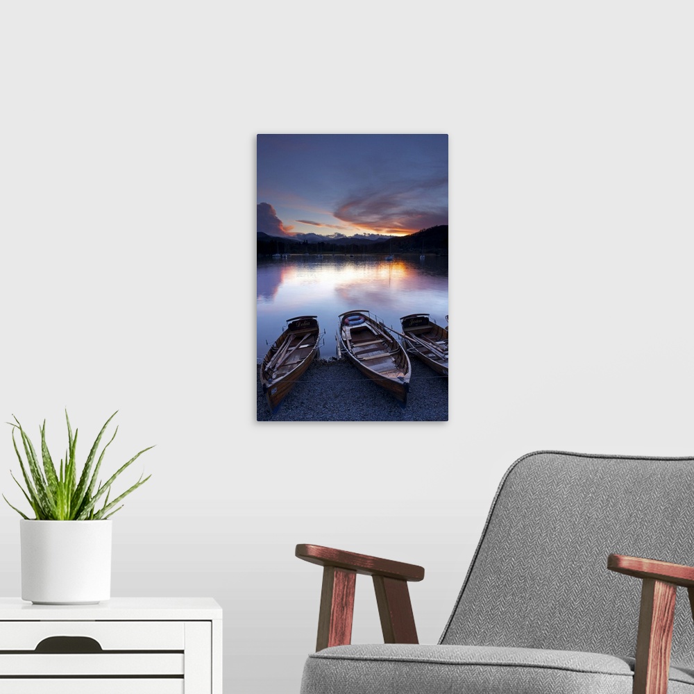 A modern room featuring Sunset, Ambleside, Lake Windermere, Lake District National Park, Cumbria, England, United Kingdom...