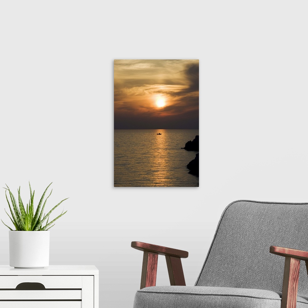 A modern room featuring Sunset, Assos, Kefalonia (Cephalonia), Ionian Islands, Greece