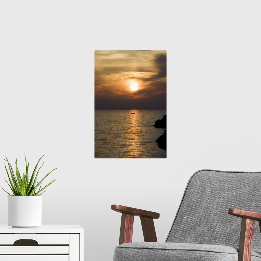 A modern room featuring Sunset, Assos, Kefalonia (Cephalonia), Ionian Islands, Greece