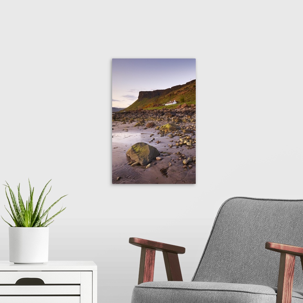 A modern room featuring Sunset on Loch na Keal, Isle of Mull, Inner Hebrides, Scotland, UK