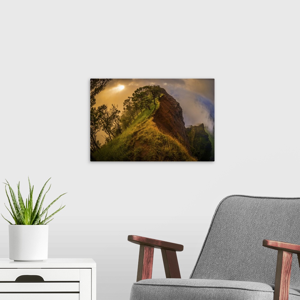 A modern room featuring Sunset on the NaPali Cliffs coastline, Kauai, Hawaii, United States of America, Pacific