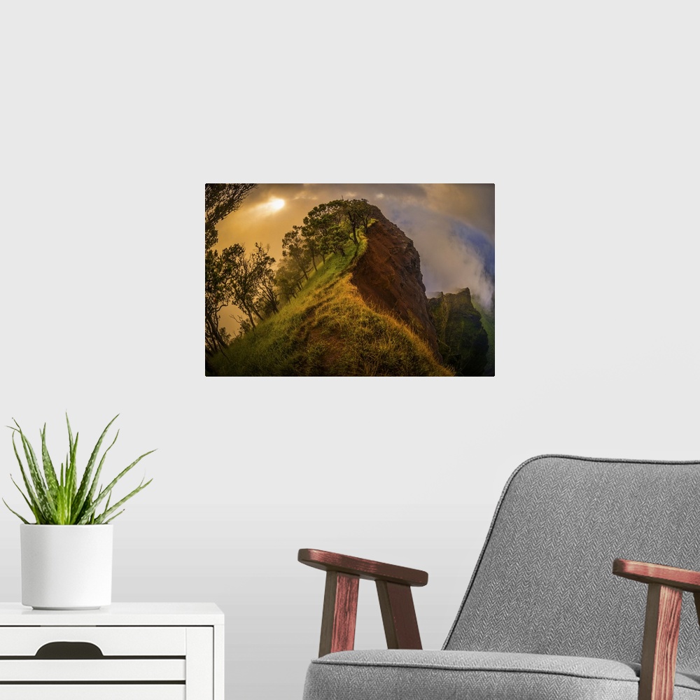 A modern room featuring Sunset on the NaPali Cliffs coastline, Kauai, Hawaii, United States of America, Pacific