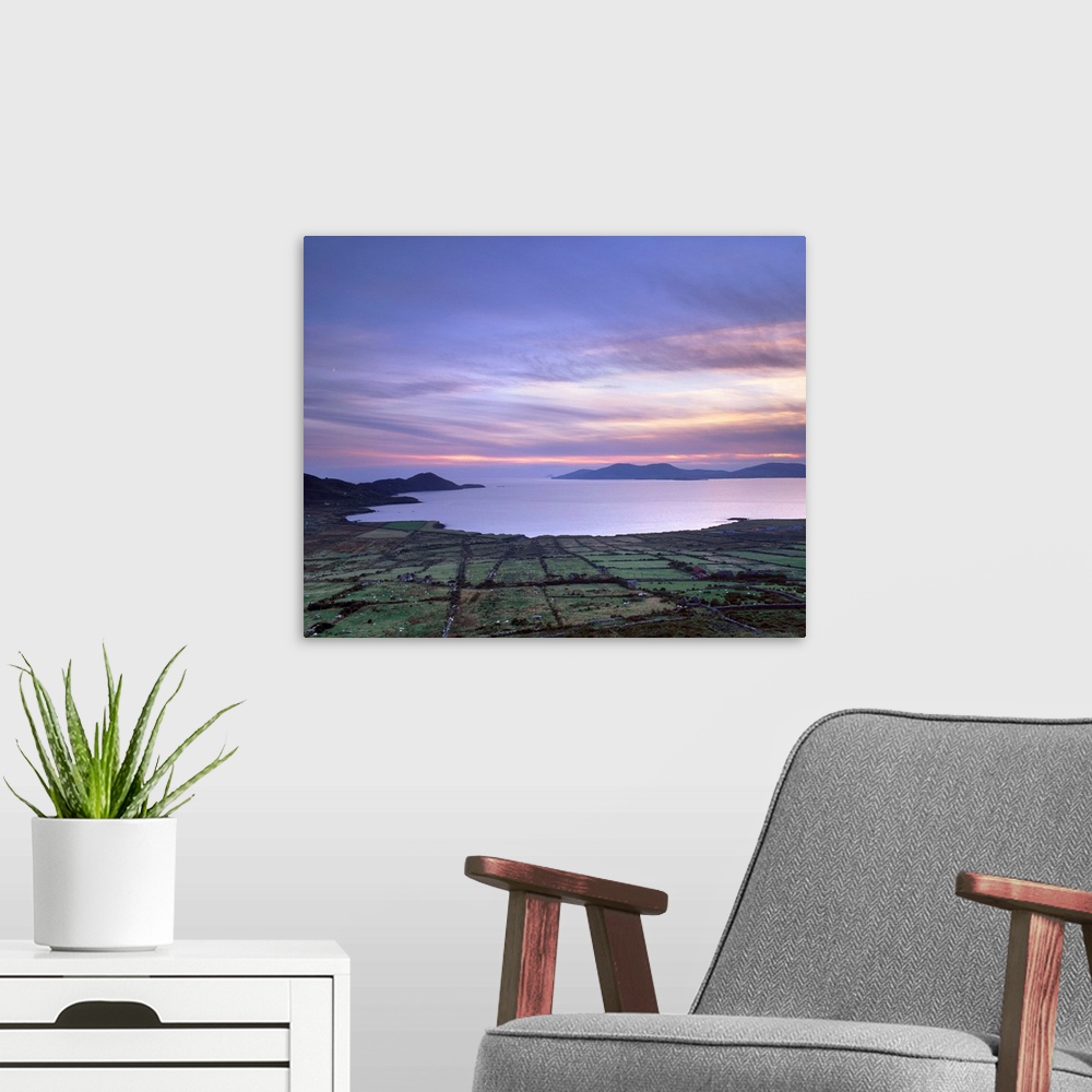 A modern room featuring Sunset over Ballinskelligs Bay, County Kerry, Munster, Republic of Ireland