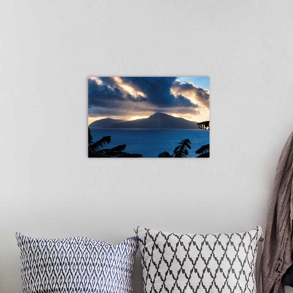 A bohemian room featuring Sunset over Ofu Island, Manua Island group, American Samoa, South Pacific