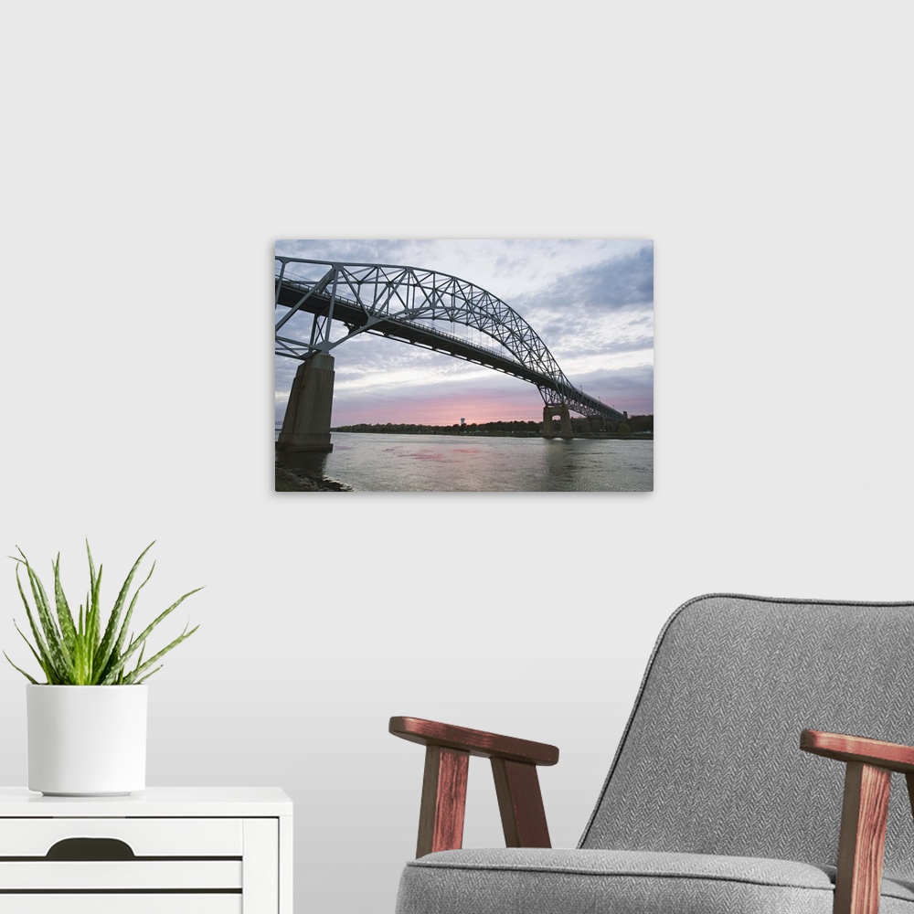A modern room featuring Sunset over Sagamore Bridge, Cape Cod Canal, Cape Cod, Massachussets, New England