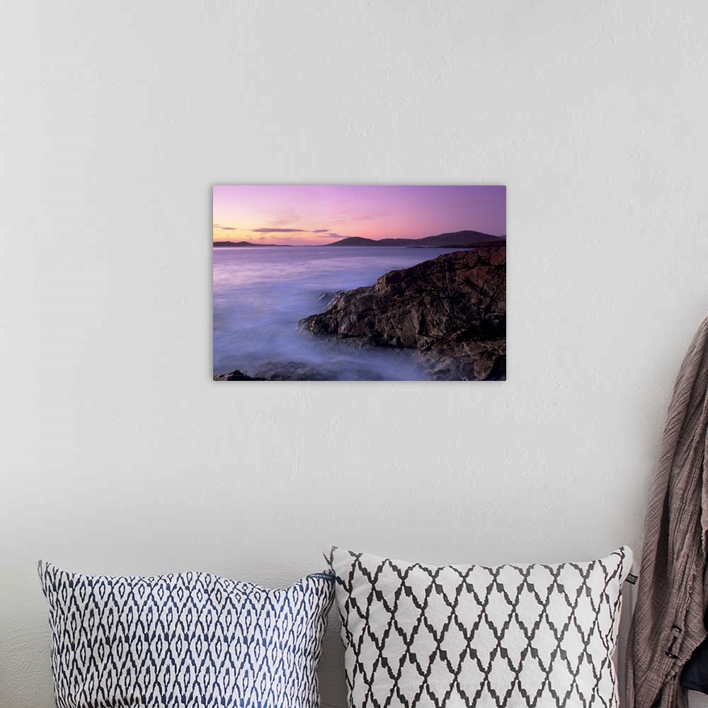 A bohemian room featuring Sunset over Sound of Taransay, west coast of South Harris, Outer Hebrides, Scotland