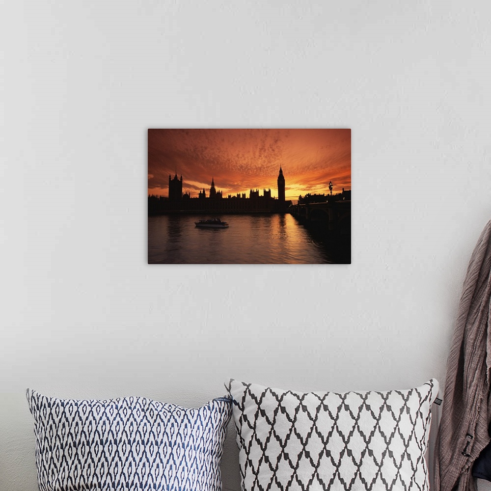 A bohemian room featuring Sunset over the Houses of Parliament, London, England
