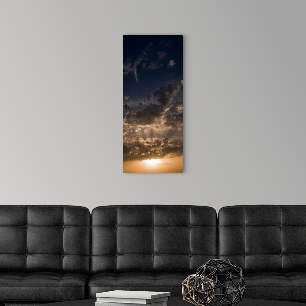 A modern room featuring Sunset sky, large format vertical panoramic, West Sussex, England