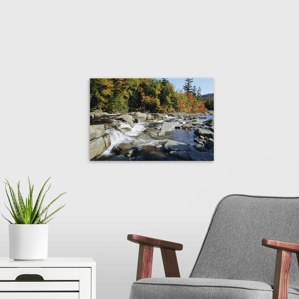 A modern room featuring Swift River, Kangamagus Highway, New Hampshire