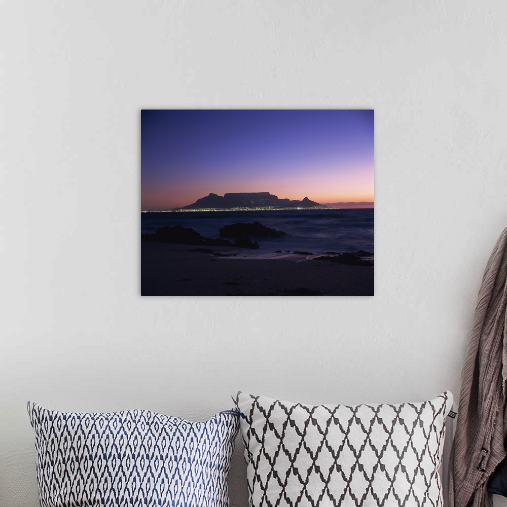 A bohemian room featuring Table Mountain at dusk, Cape Town, South Africa, Africa