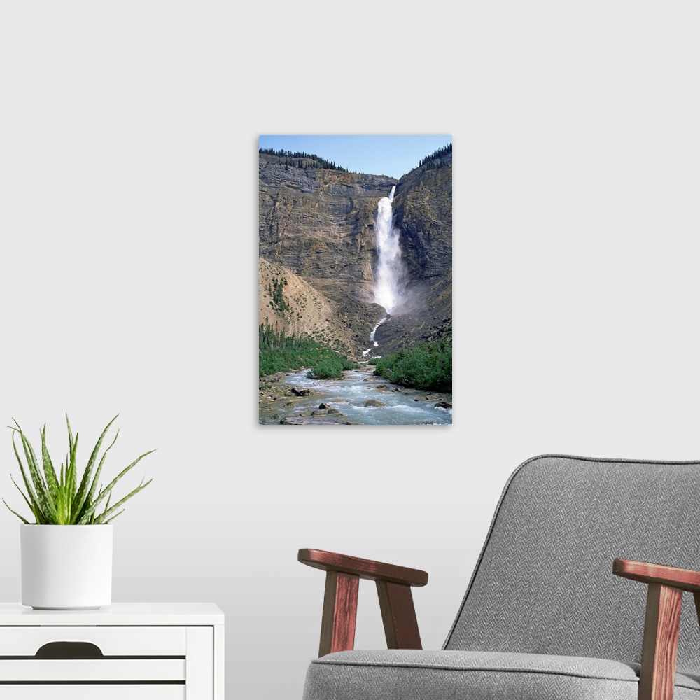 A modern room featuring Takakkaw Falls, 254m high, Yoho National Park, British Columbia, Rockies, Canada