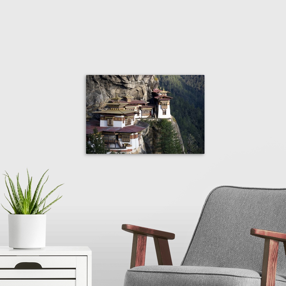 A modern room featuring Taktshang Goemba (Tiger's Nest Monastery), Paro Valley, Bhutan, Asia