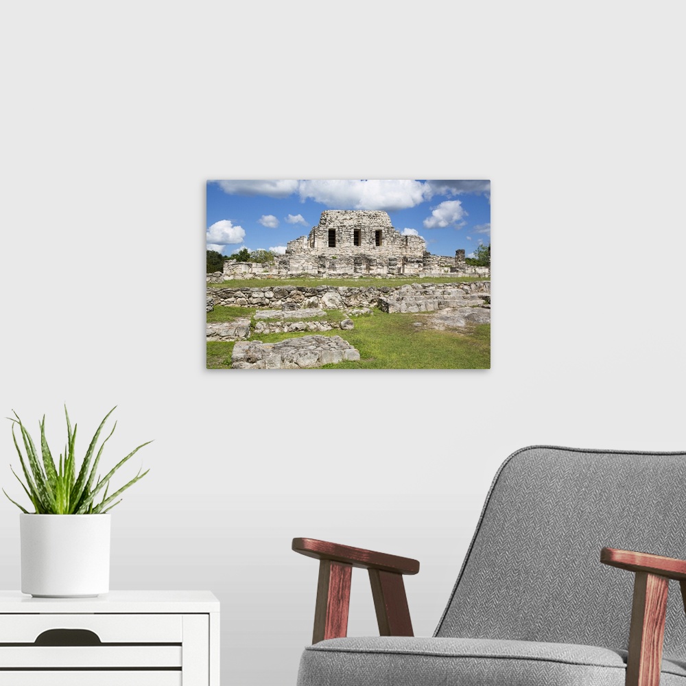 A modern room featuring Temple of the Painted Niches, Mayan Ruins, Mayapan Archaeological Zone, Yucatan State, Mexico, No...