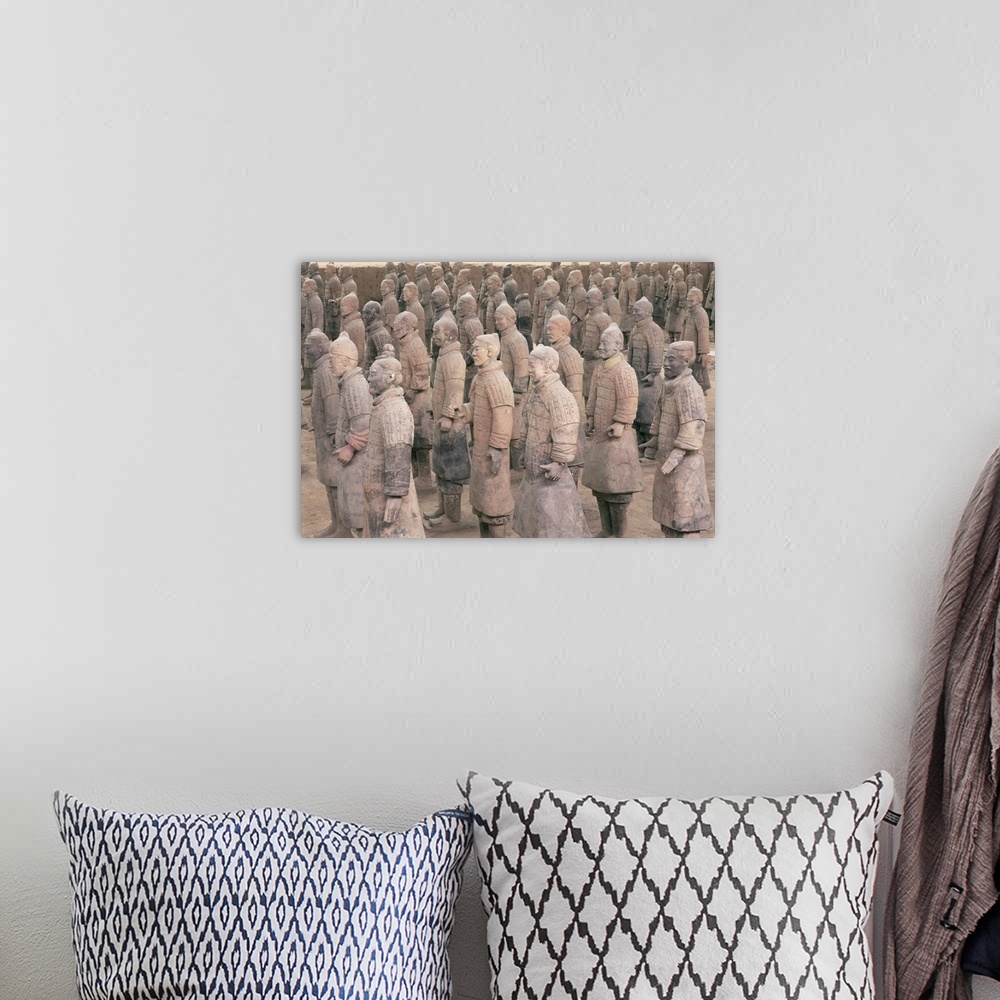 A bohemian room featuring Terracotta Warrior figures, Xian, Shaanxi province, China, Asia