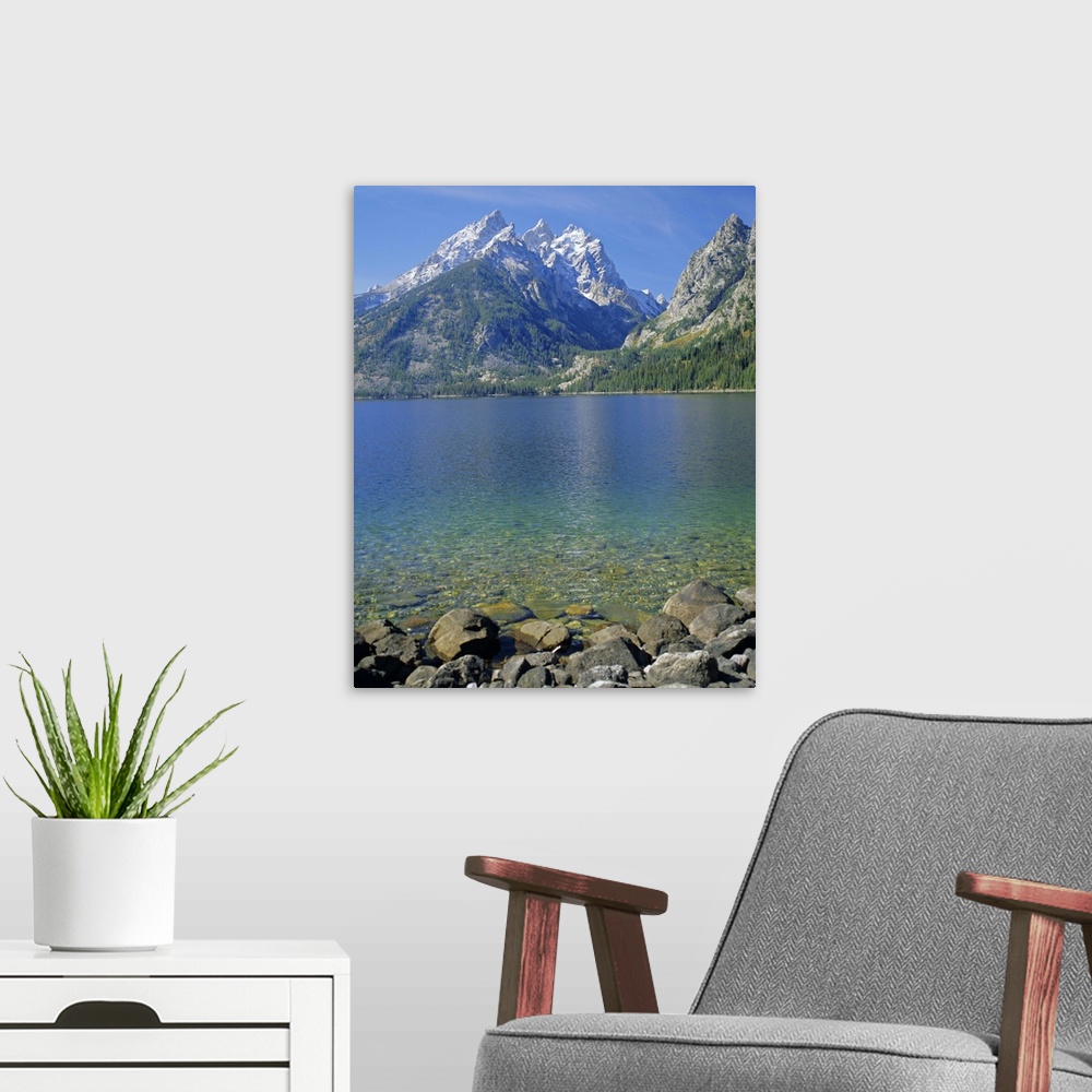 A modern room featuring Tetons and Jenny Lake, Grand Teton National Park, Wyoming