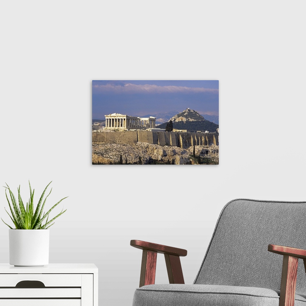A modern room featuring The Acropolis, and Lykabettos Hill, Athens, Greece, Europe