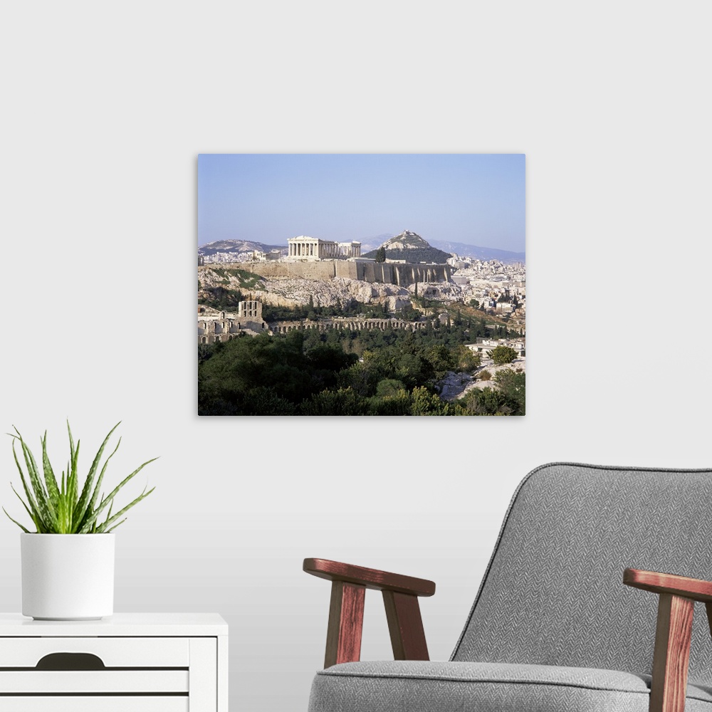 A modern room featuring The Acropolis, Athens, Greece