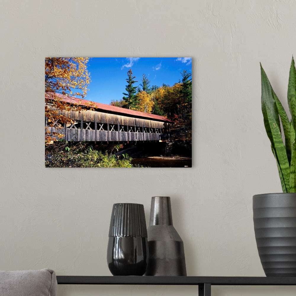 A modern room featuring The Albany covered bridge, White Mountains National Forest, New Hampshire