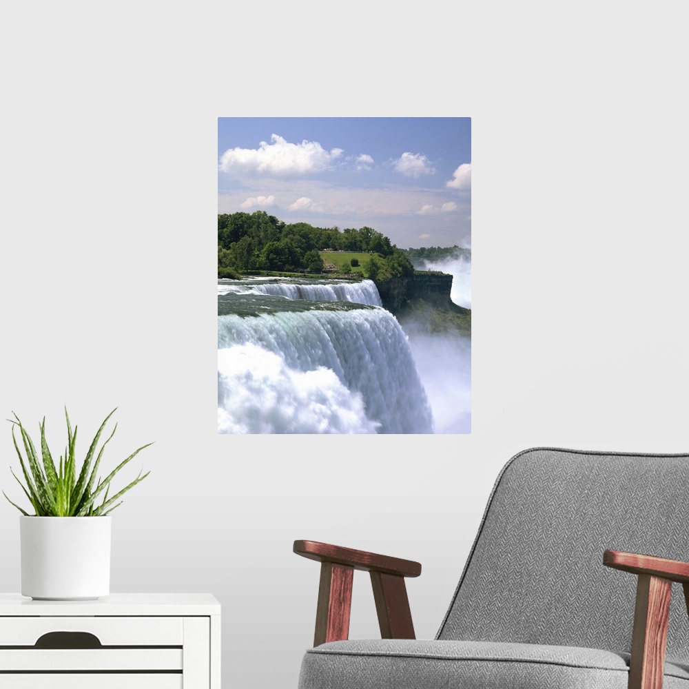 A modern room featuring The American Falls at the Niagara Falls, New York State