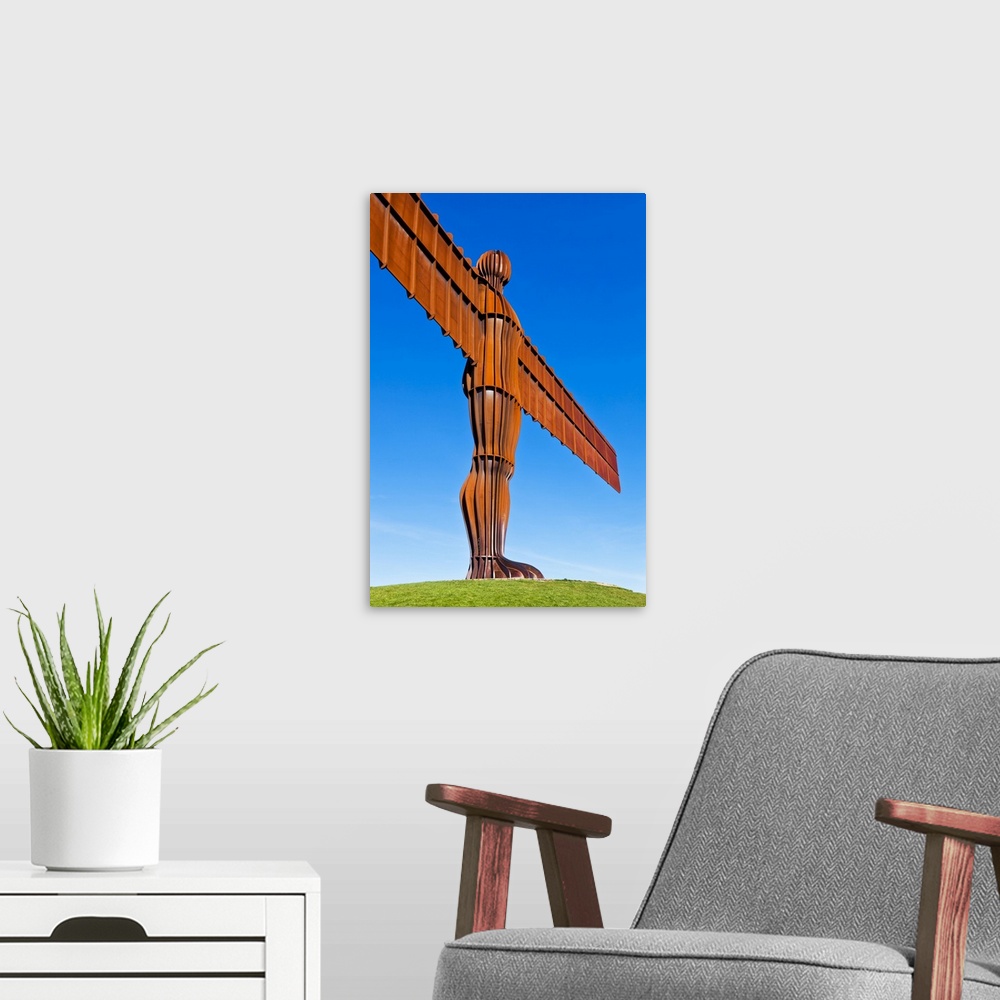A modern room featuring The Angel of the North sculpture by Antony Gormley, Gateshead, Newcastle-upon-Tyne, Tyne and Wear...