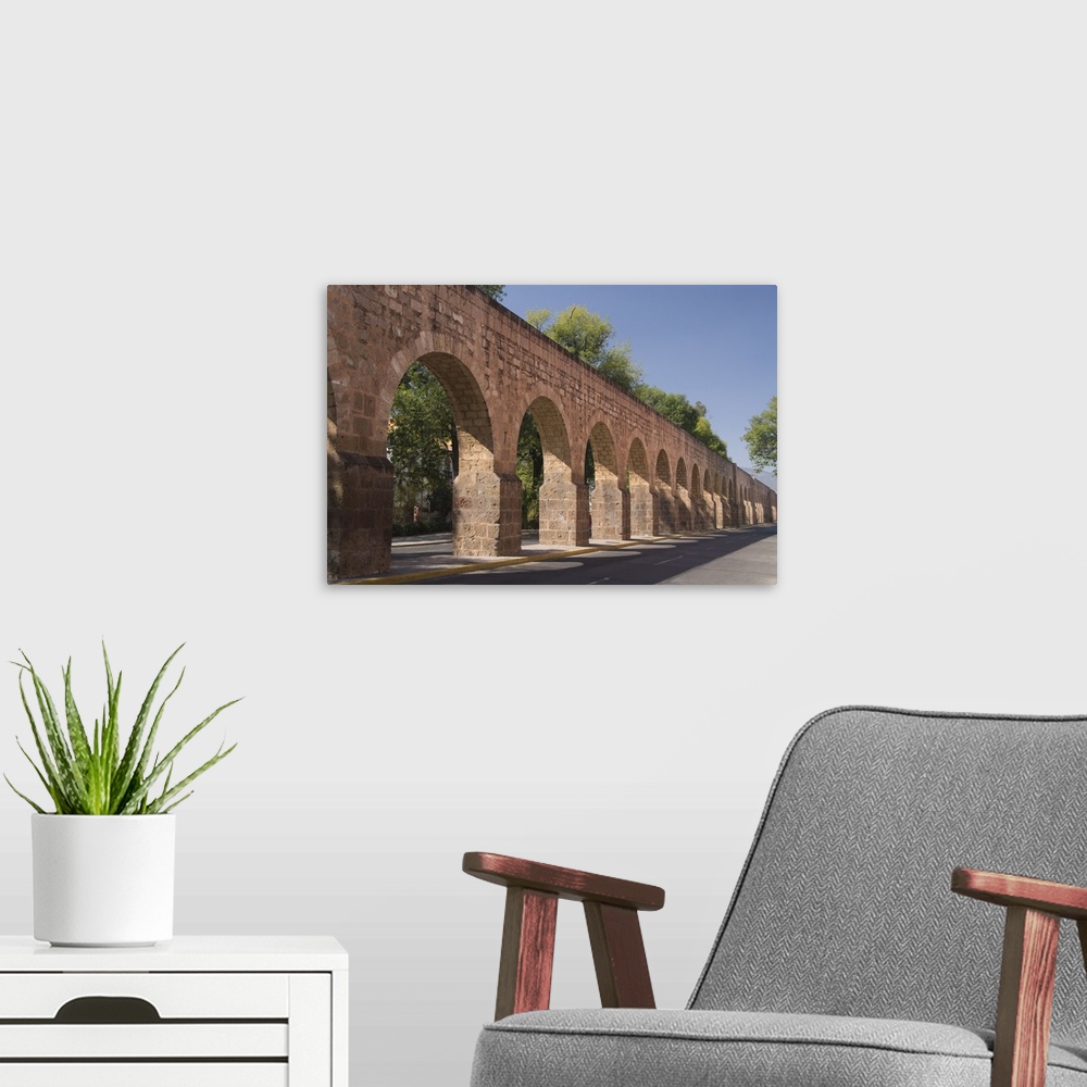 A modern room featuring The Aqueduct, Morelia, Michoacan, Mexico