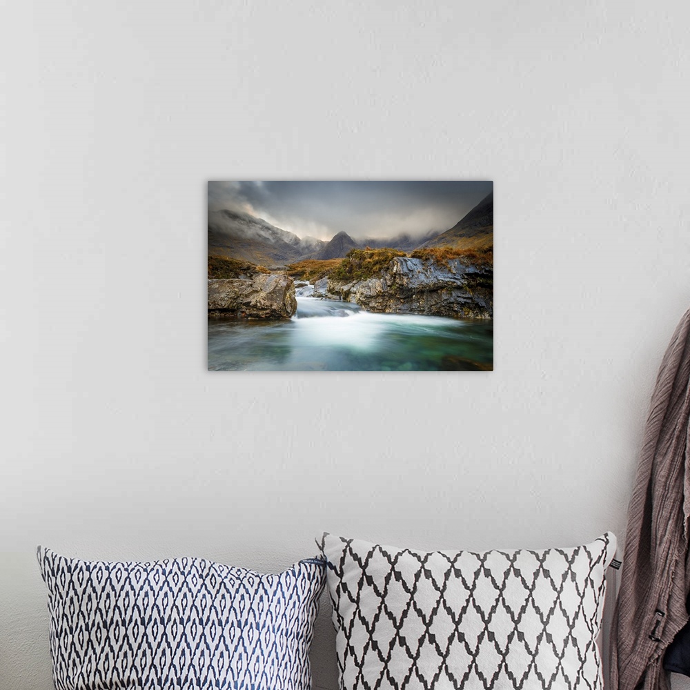 A bohemian room featuring The Black Cuillin mountains in Glen Brittle from the Fairy Pools, Isle of Skye, Inner Hebrides, S...