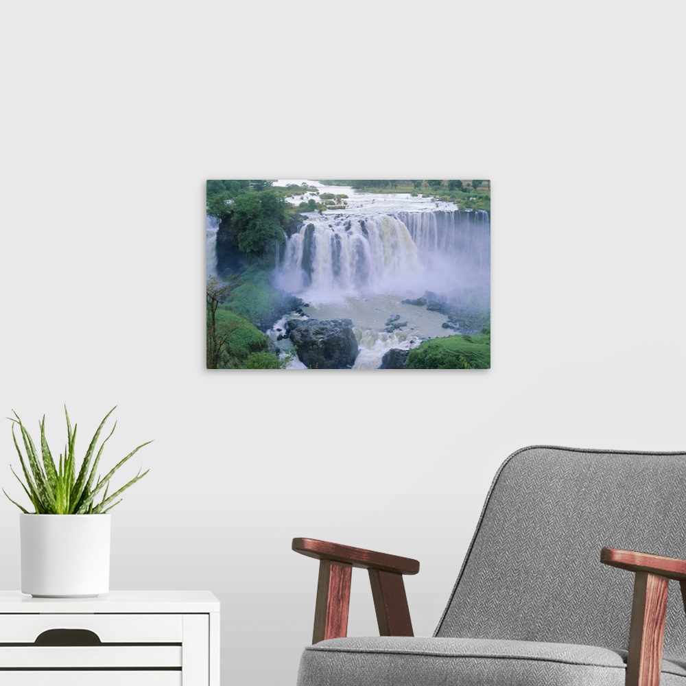A modern room featuring The Blue Nile Falls, near Lake Tana, Gondar region, Ethiopia, Africa