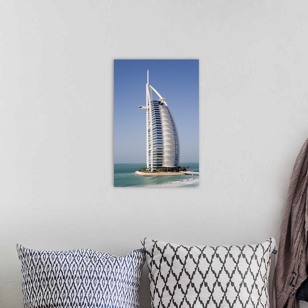 A bohemian room featuring The Burj Al Arab, the world's first seven star hotel, Dubai, United Arab Emirates