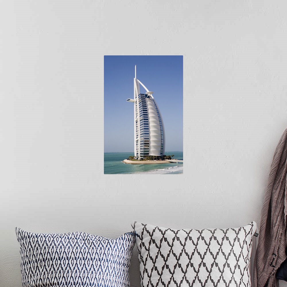 A bohemian room featuring The Burj Al Arab, the world's first seven star hotel, Dubai, United Arab Emirates