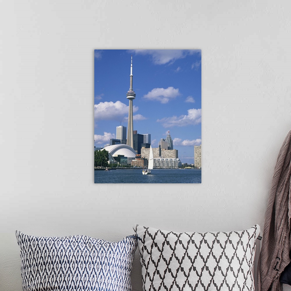 A bohemian room featuring The C.N.Tower and the Toronto skyline, Ontario, Canada