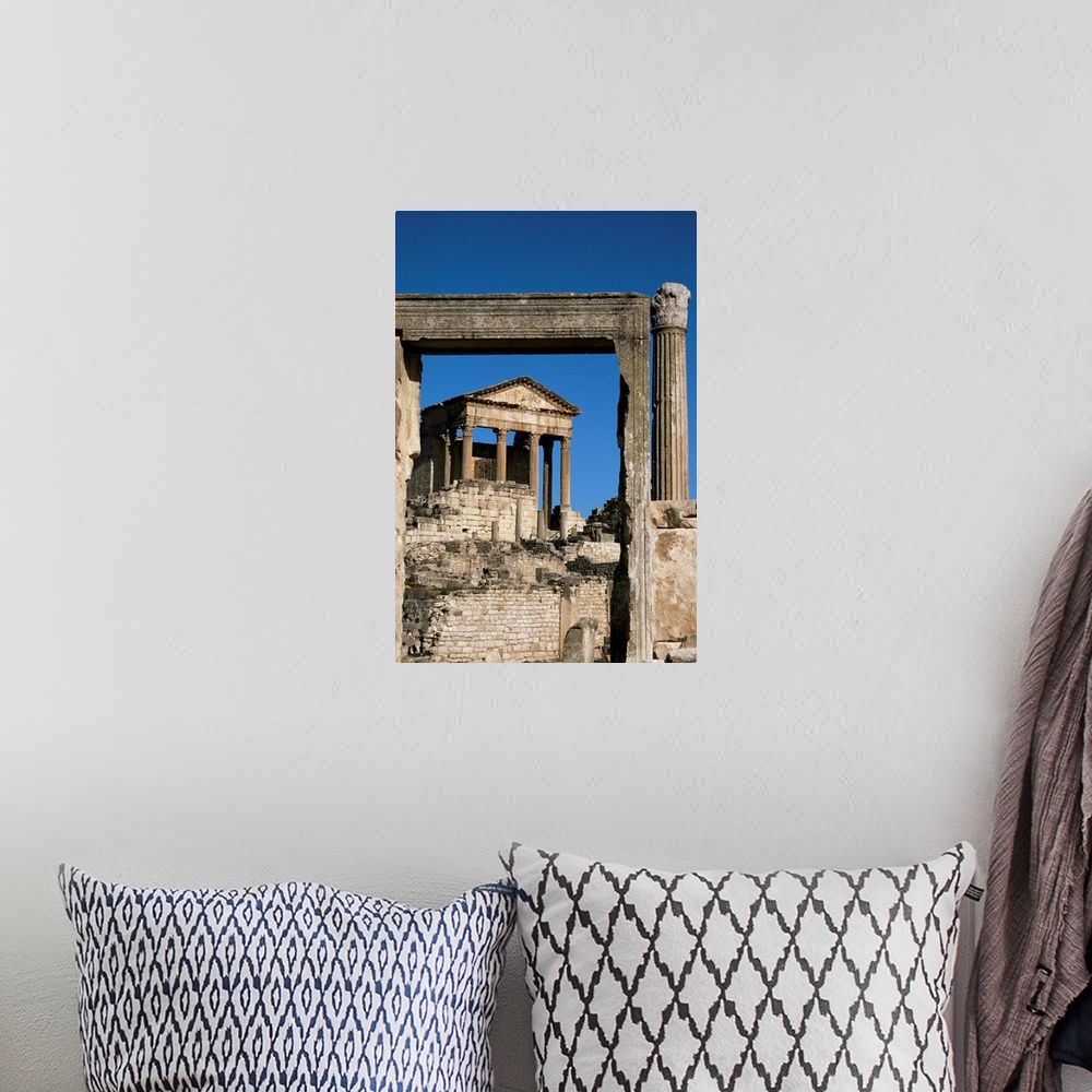 A bohemian room featuring The Capitol, Roman ruins at Dougga, UNESCO World Heritage Site, Tunisia