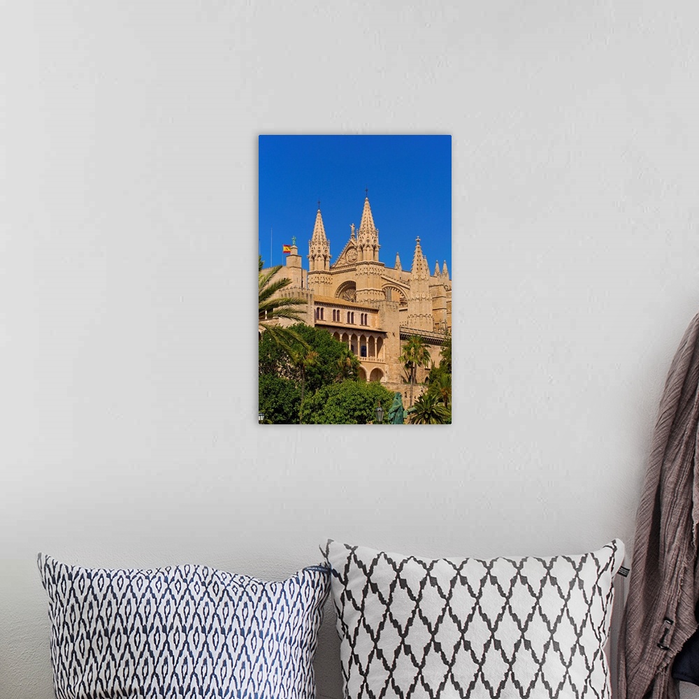 A bohemian room featuring The Cathedral of Santa Maria of Palma, Palma, Mallorca, Spain, Europe