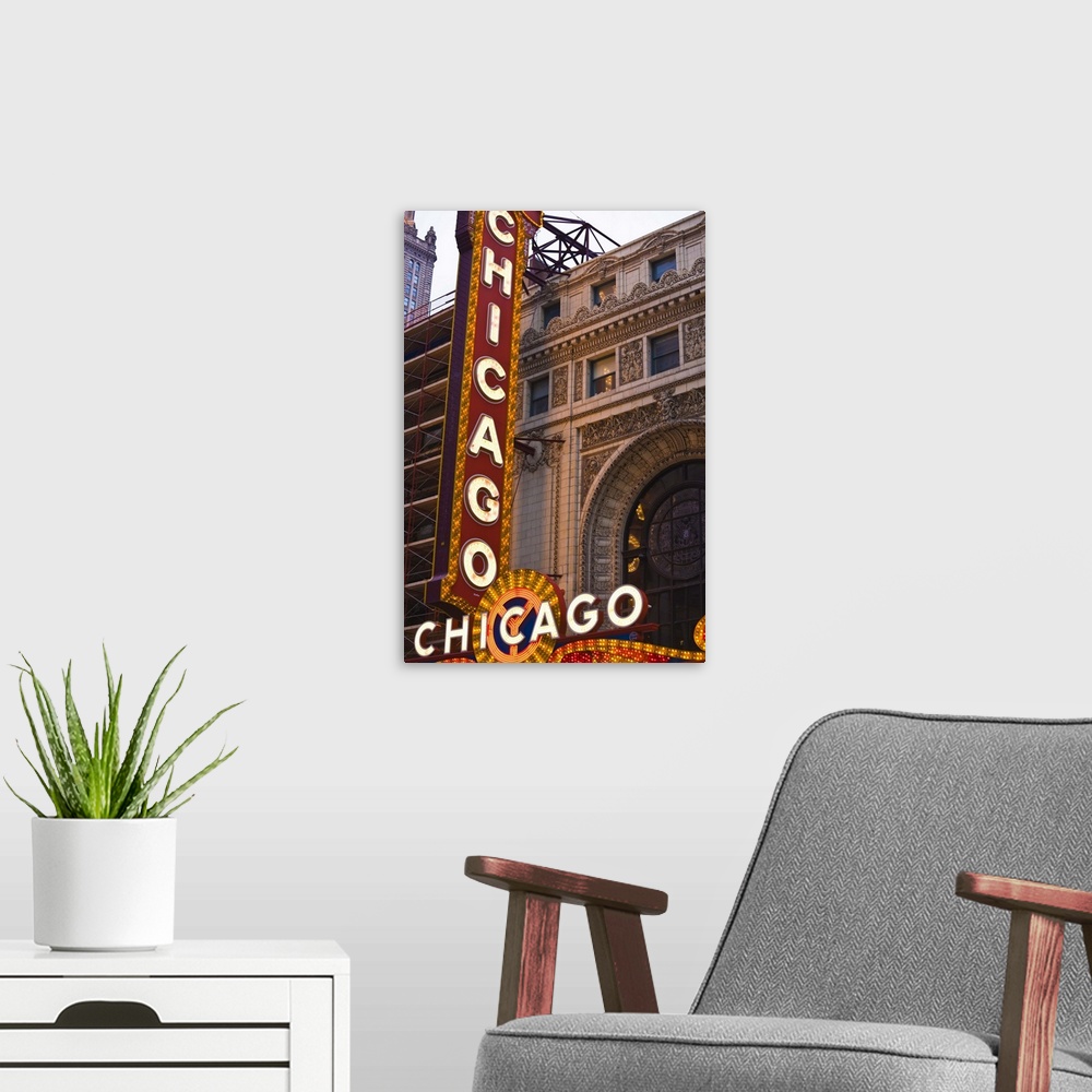 A modern room featuring The Chicago Theatre, Theatre District, Chicago, Illinois