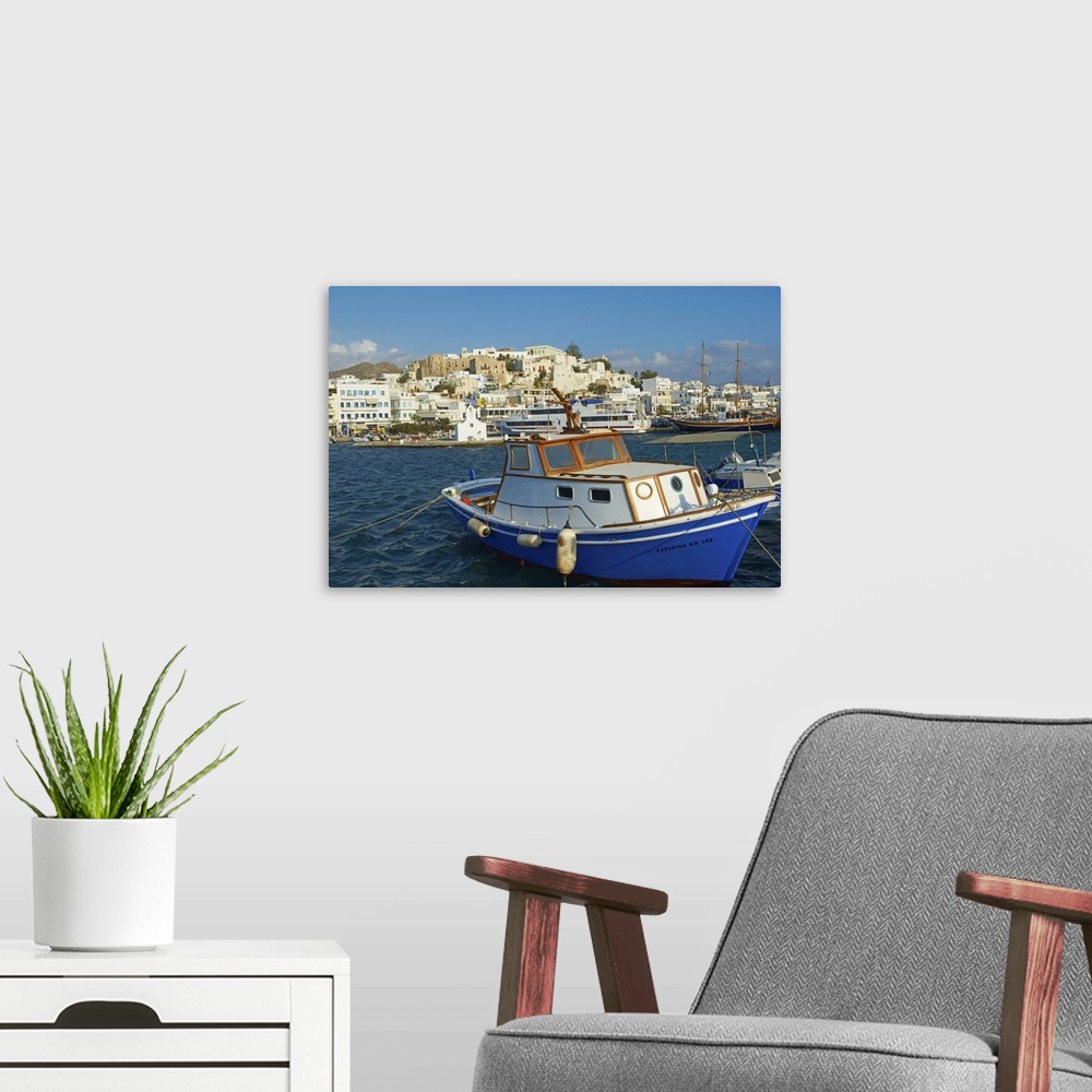 A modern room featuring The Chora (Hora), Naxos, Cyclades Islands, Greek Islands, Aegean Sea, Greece, Europe