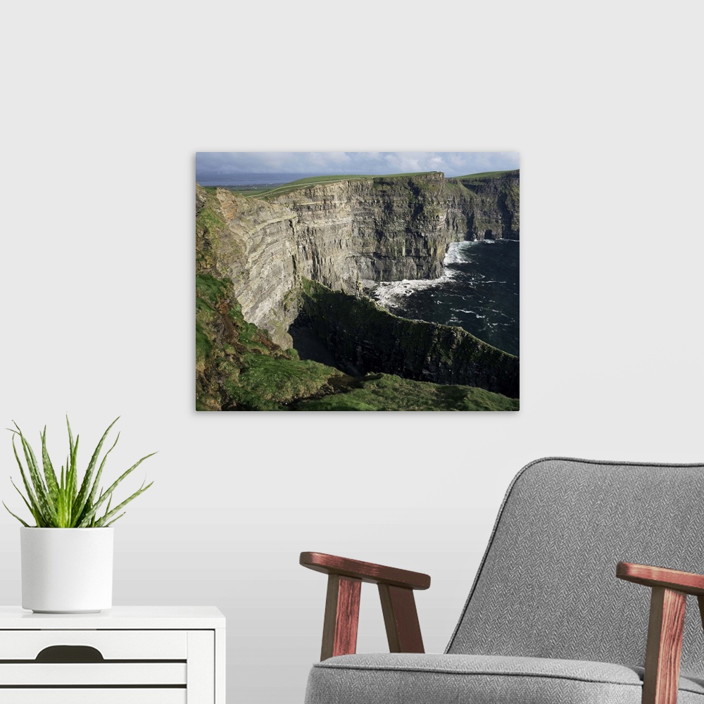 A modern room featuring The Cliffs of Moher, looking towards Hag's Head from O'Brian's Tower, Munster, Eire