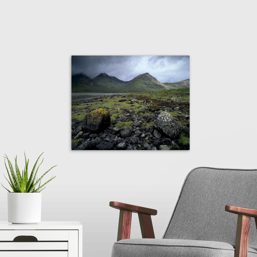 A modern room featuring The Cuillin Hills from the shores of Loch Slapin, Isle of Skye, Inner Hebrides, Scotland