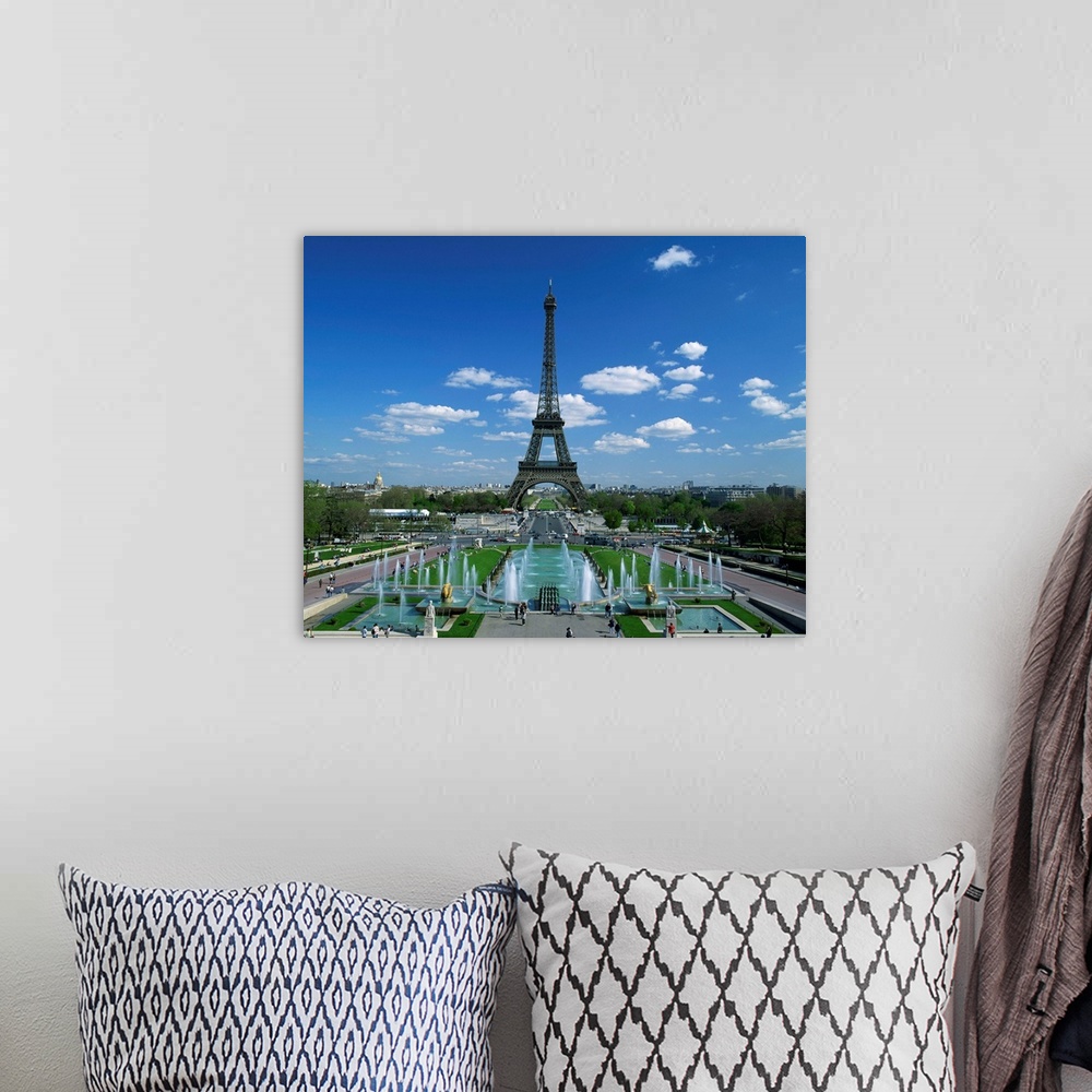 A bohemian room featuring The Eiffel Tower with water fountains, Paris, France, Europe
