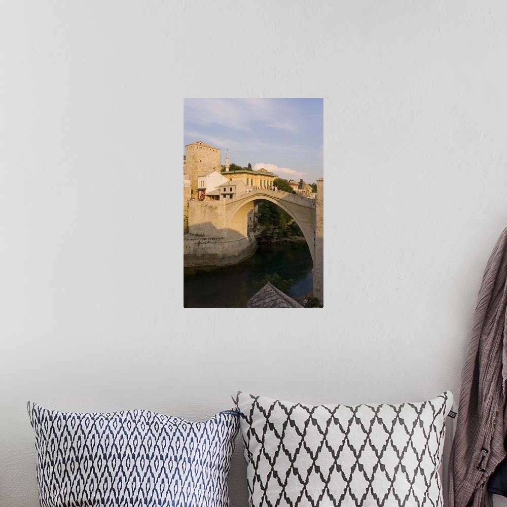 A bohemian room featuring The famous Old Bridge of Mostar, Herzegovina, Bosnia Herzegovina, Europe