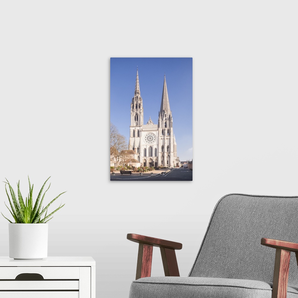 A modern room featuring The gothic Chartres cathedral, UNESCO World Heritage Site, Chartres, Eure et Loir, Centre, France...