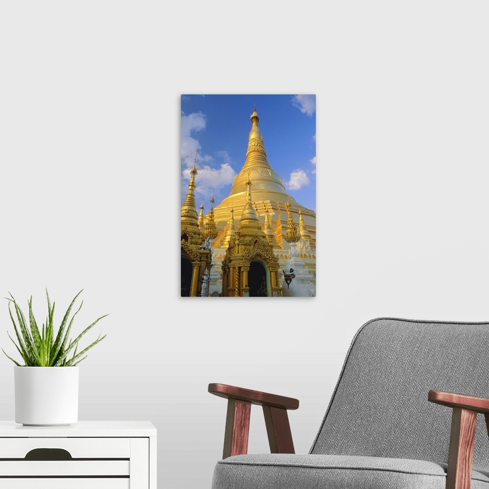 A modern room featuring The great golden stupa, Shwedagon Paya, Myanmar (Burma)