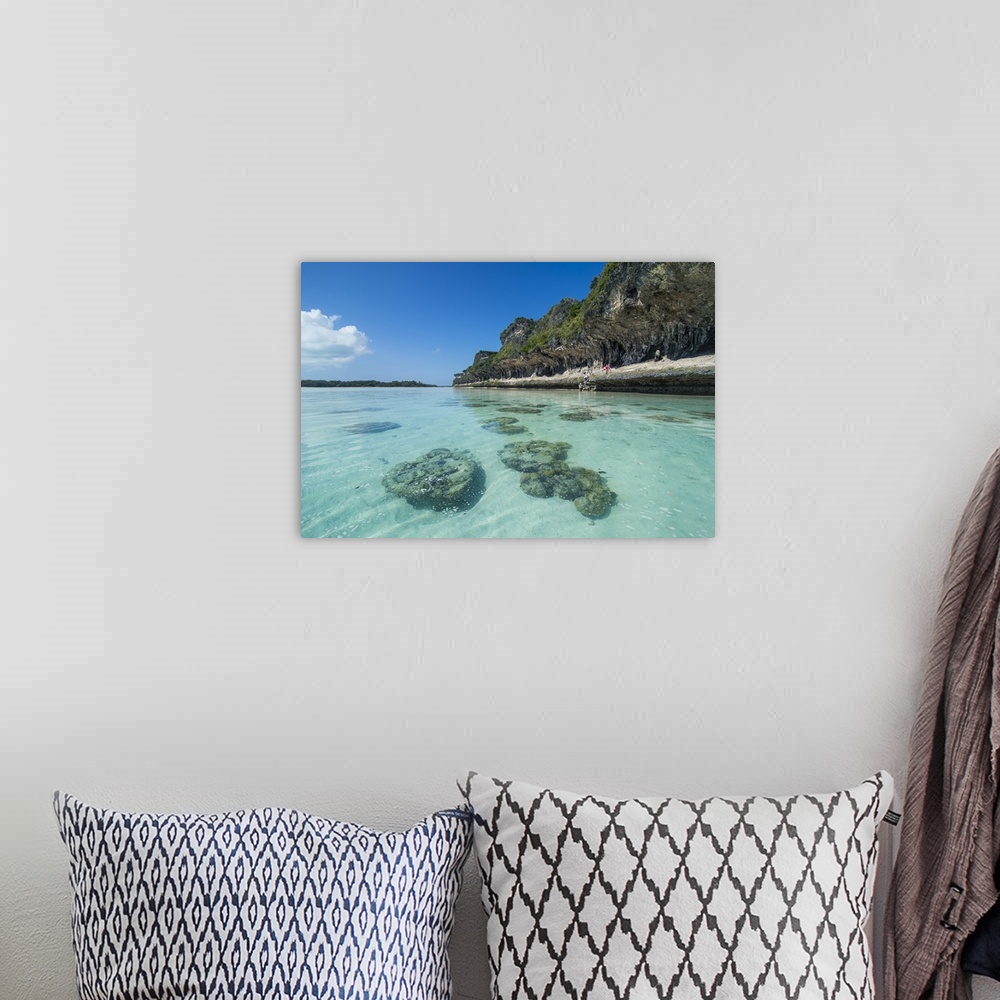 A bohemian room featuring The grey Lekiny cliffs, Ouvea, Loyalty Islands, New Caledonia