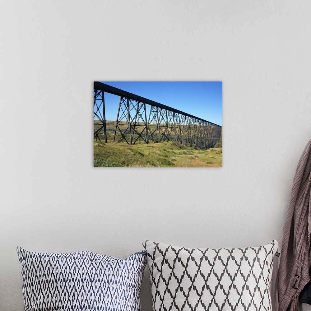 A bohemian room featuring The iron trestle rail bridge at Great Falls, Montana, USA