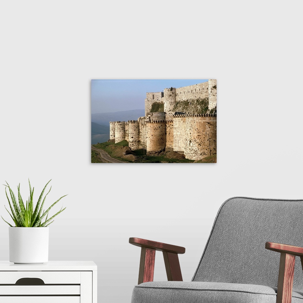 A modern room featuring The Krak des Chevaliers, Crusader castle, Syria, Middle East