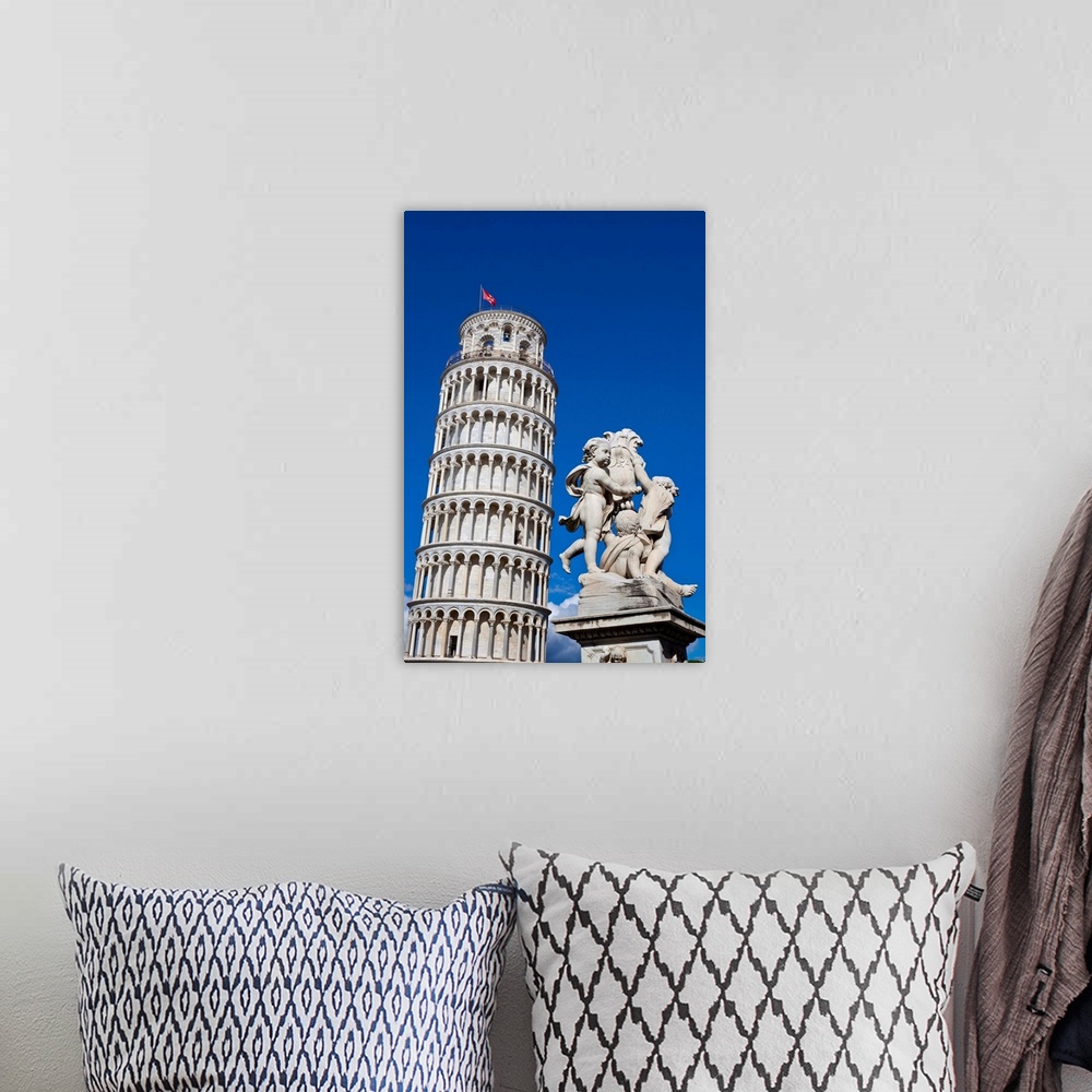 A bohemian room featuring The Leaning Tower of Pisa, campanile or bell tower, Fontana dei Putti, Piazza del Duomo, Pisa, Tu...