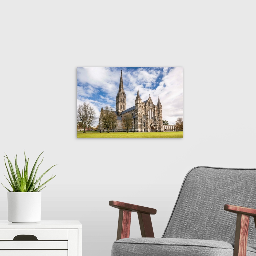 A modern room featuring The magnificent Salisbury cathedral, Salisbury, Wiltshire, England, United Kingdom, Europe