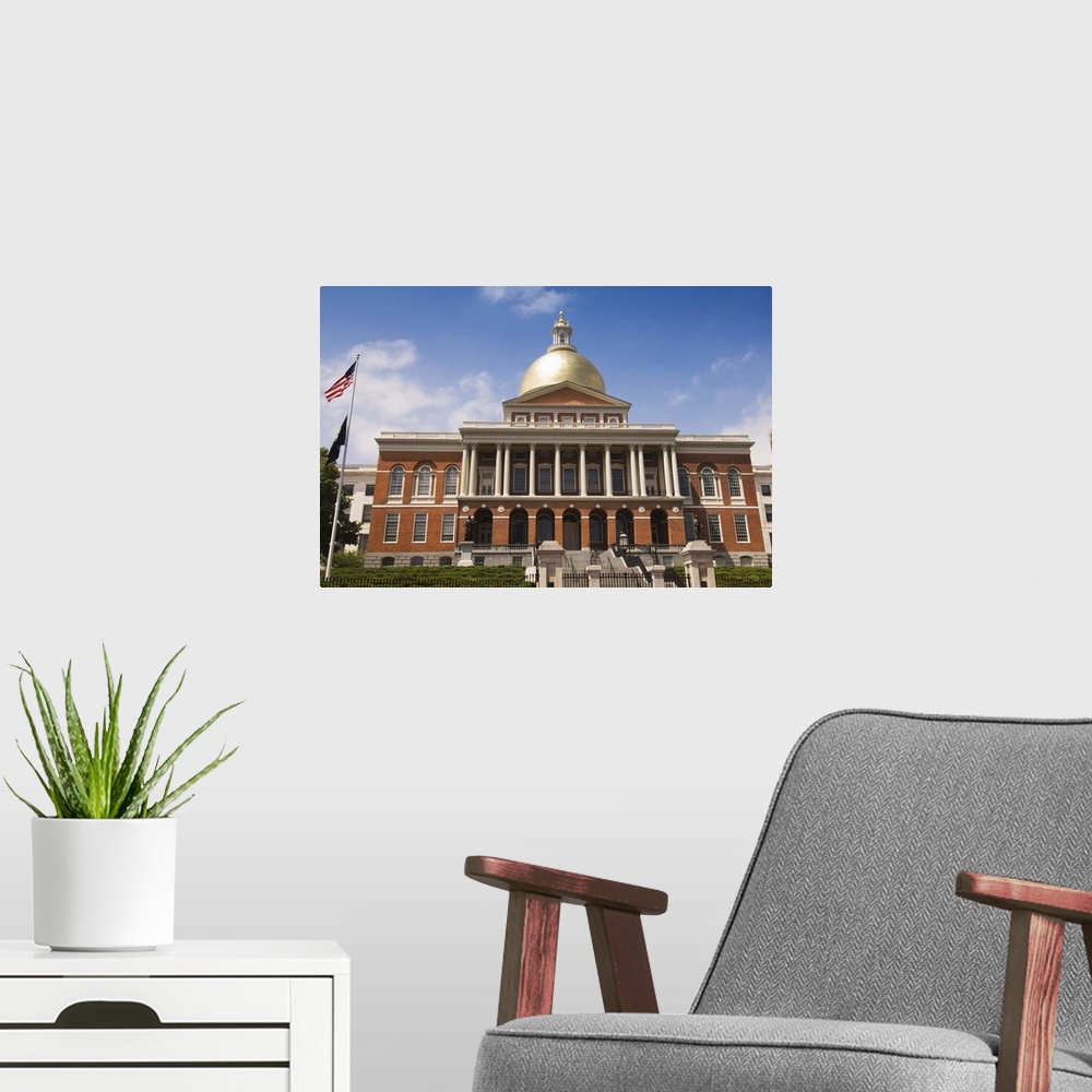 A modern room featuring The Massachusetts State House, Boston, Massachusetts