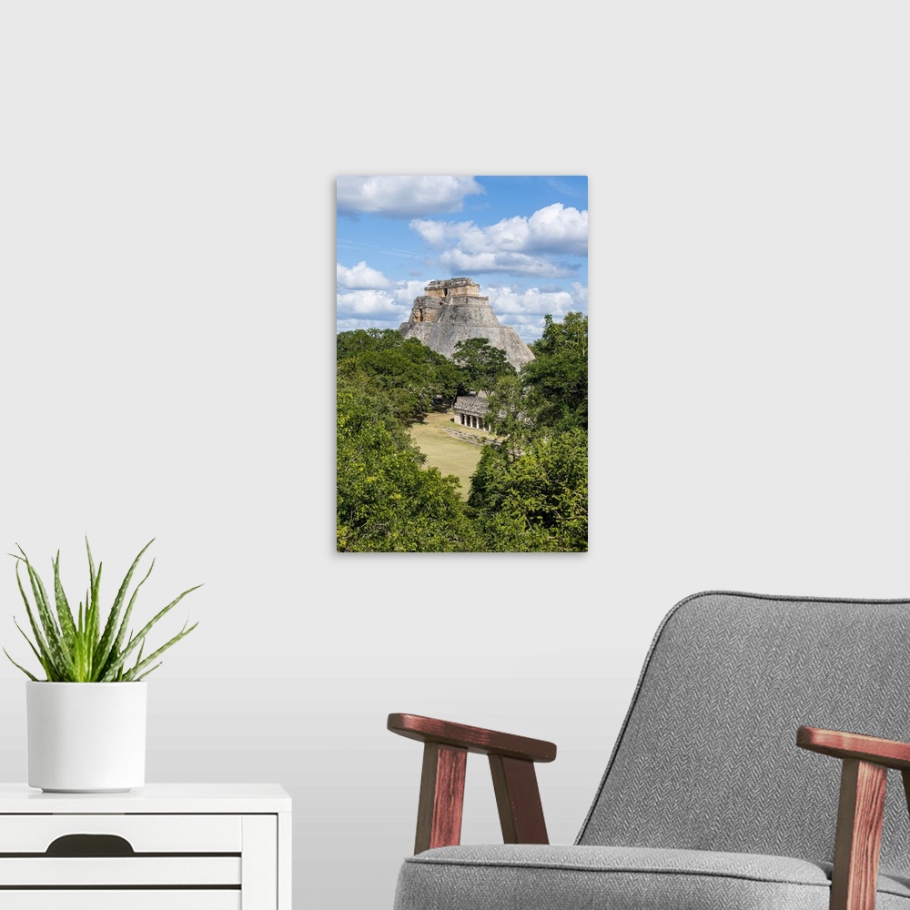 A modern room featuring The Maya ruins of Uxmal, UNESCO World Heritage Site, Yucatan, Mexico, North America