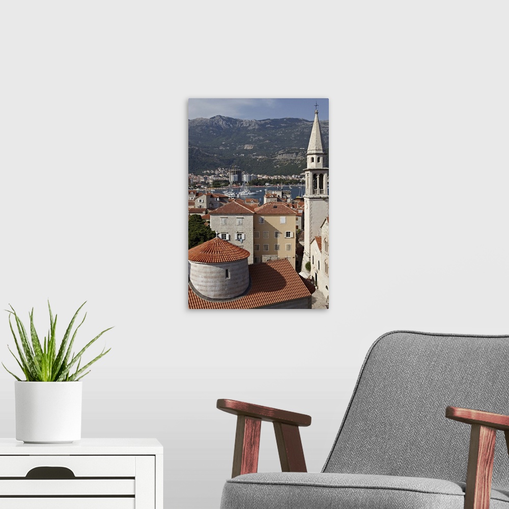 A modern room featuring The old walled town of Budva with the Citadela in the foreground, Budva, Montenegro