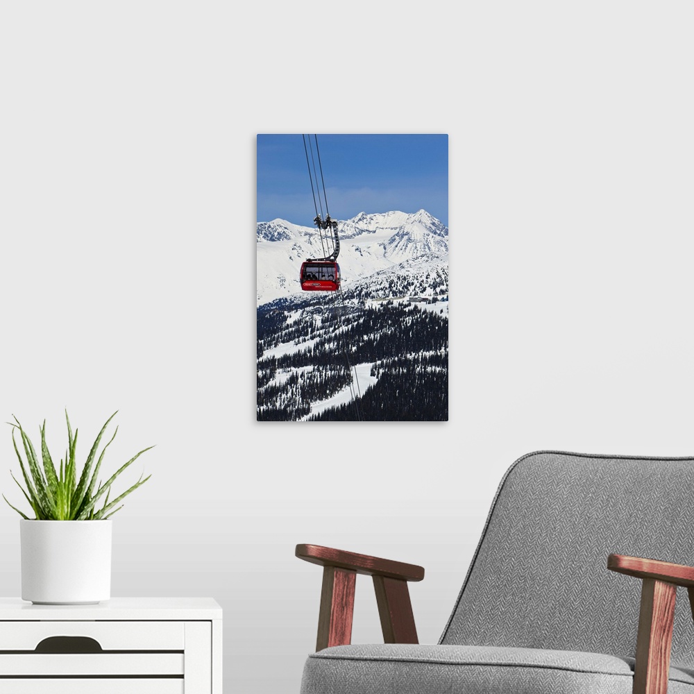 A modern room featuring The peak to peak gondola between Whistler and Blackcomb mountains, British Columbia