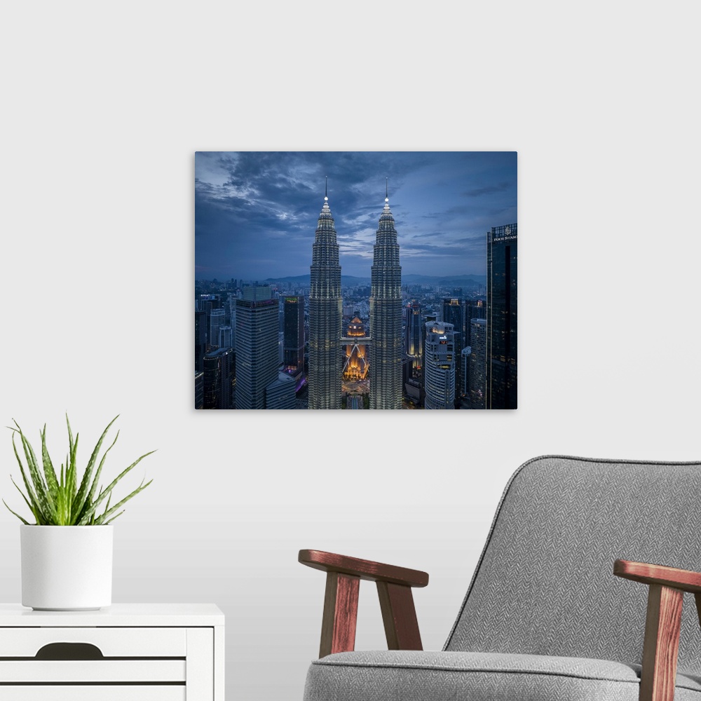 A modern room featuring The Petronas Towers, Kuala Lumpur, Malaysia, Southeast Asia, Asia